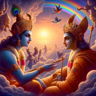 Krishna talking to arjuna